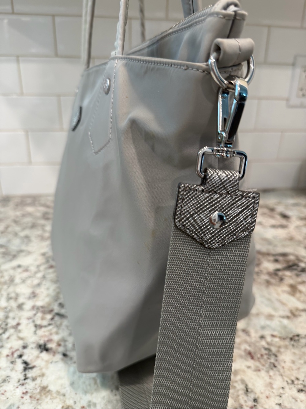 Light Gray Women’s Tote Bag with Convertible Strap - Picture 7 of 16
